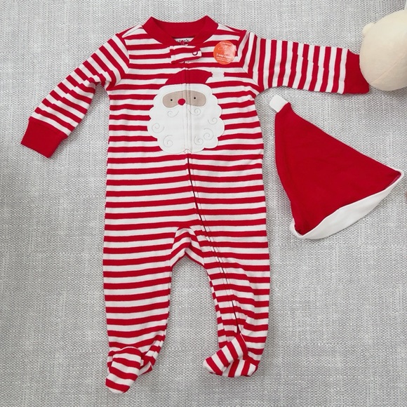 Carter’s just one you Santa striped baby sleep n’ play - Picture 1 of 6